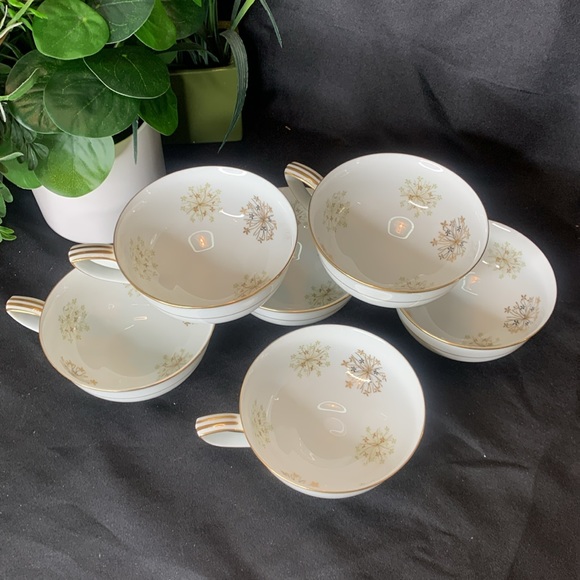 Set of 6 vintage MCM Noritake SNOWFLAKE tea cups - Picture 4 of 6